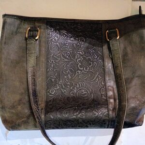 Elegant Embossed Leather Tote Bag